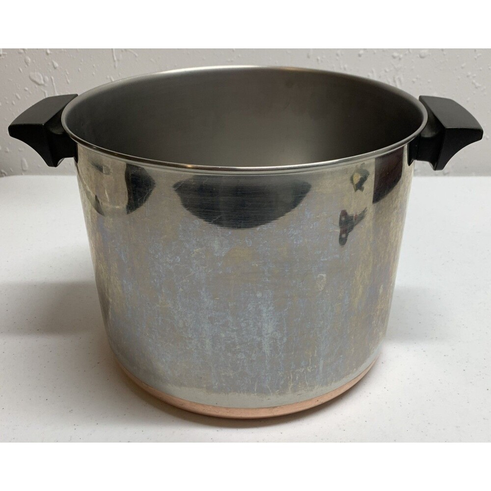 Vintage Revere Ware 1801 Copper Bottom 8 Qt Quart Stock Pot USA